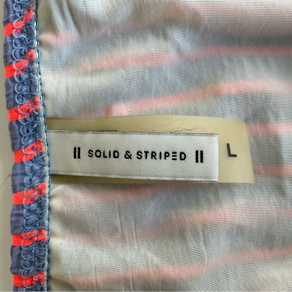 SOLID & STRIPED 2pcs Swimsuit Sz L Orange/Lilac Striped Tie Front Retro Stretchy - Picture 3 of 9